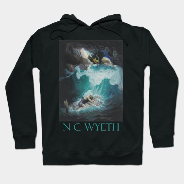 Neptune Battles with Odysseus by N C Wyeth Hoodie by Naves